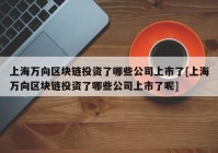 上海万向区块链投资了哪些公司上市了[上海万向区块链投资了哪些公司上市了呢]